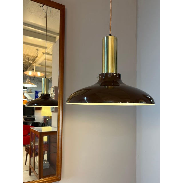 Danish Hanging Lamp with Brown Brass For Sale - Image 11 of 11