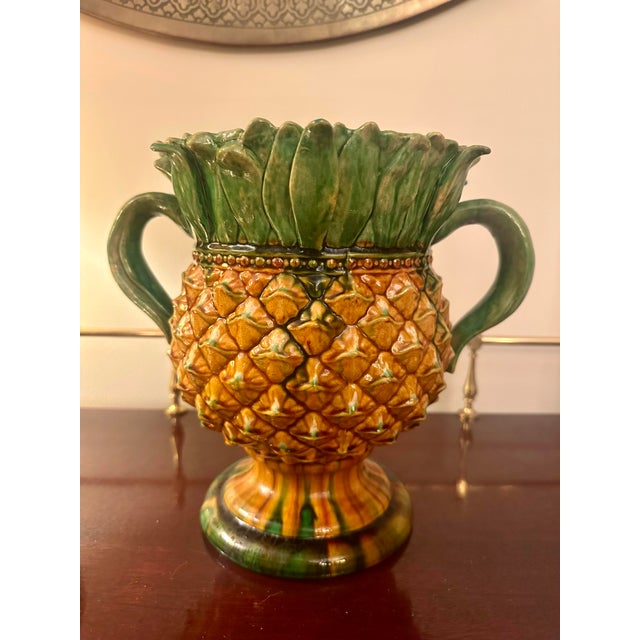 Vintage Minton-Style Majolica Ceramic Pineapple Vase For Sale - Image 10 of 10