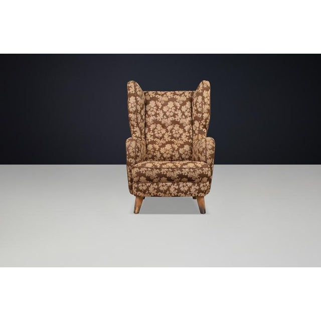 Art Deco Wingback Chair, Czechoslovakia, 1940s For Sale - Image 9 of 11