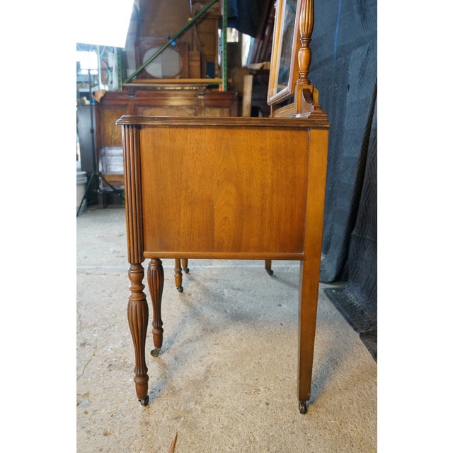 Antique William & Mary Style Walnut Dressing Table Dresser Vanity Mirror For Sale - Image 16 of 18