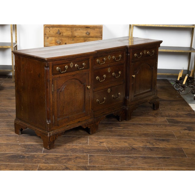 English Georgian Period 1800s Oak Dresser Base with Five Drawers and Two Doors For Sale - Image 9 of 12