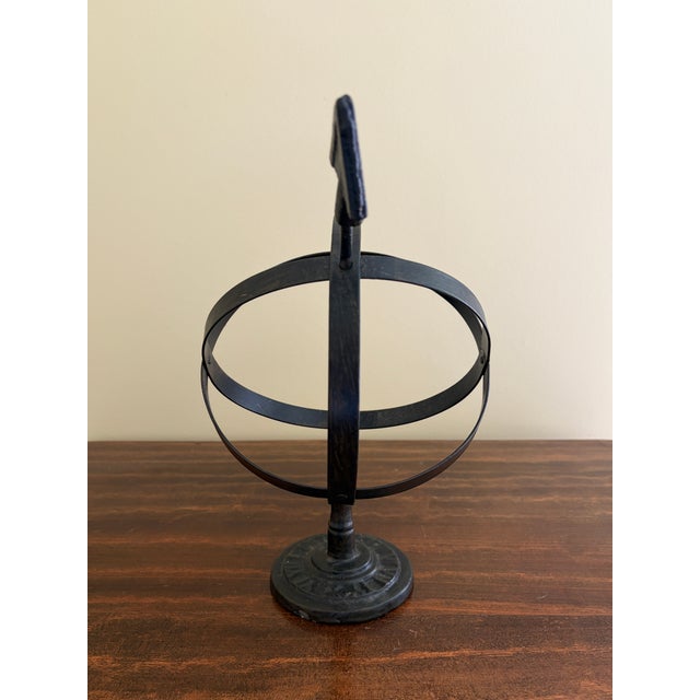 Late 20th Century Bronze Iron Armillary Globe Sculpture – Traditional Landscape & Garden Decor For Sale - Image 9 of 10