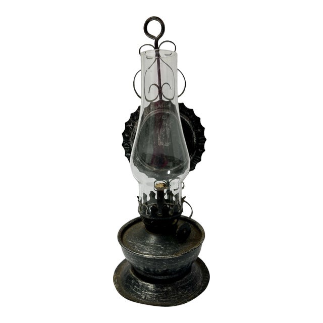 Vintage Mid 20th Century Small Metal Oil Lantern For Sale