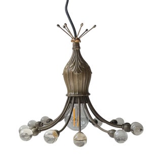 Art Deco Bronze & Glass Octopus Chandelier attributed to Aage Rafn, 1920s For Sale