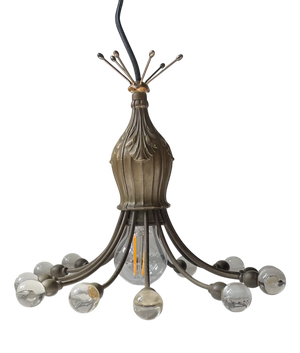 Art Deco Bronze & Glass Octopus Chandelier attributed to Aage Rafn, 1920s