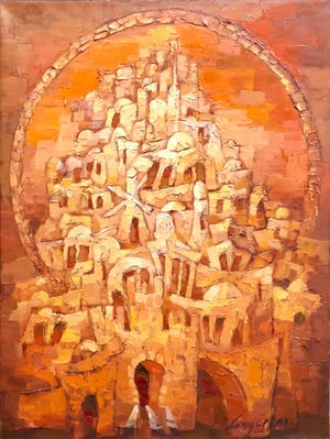 Marina Grigoryan, Old City Jerusalem Landscape Russian Israeli Judaica Oil Painting