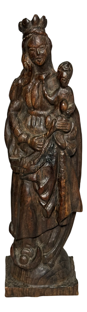 Wooden Madonna and Child Sculpture, 1950s