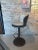 Used Giorgetti Chi Wing Lo Leather Bar Stool. Leather is beige on seat and the back is dark taupe color. With dark brown...