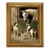 "Dog and Horse at Stable" Contemporary Reproduction Print on Canvas, Framed 14-1/2" X 17-1/2" For Sale