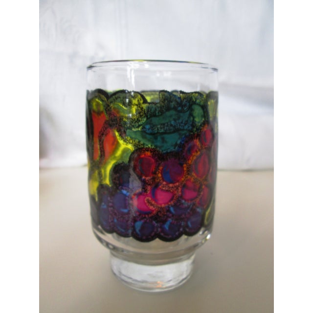 1970s Stained Glass Design Fruit Tumblers - Set of 7 For Sale In West Palm - Image 6 of 7