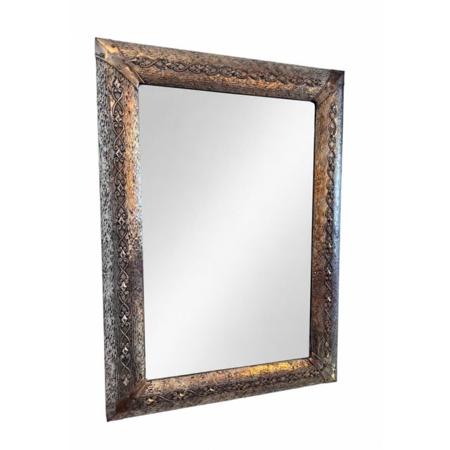 Silver Art & Crafts Silver-Plated Copper Hammered Mirror, 1900s For Sale - Image 8 of 8