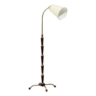 Josef Frank, Model 1842 Floor Lamp, Mahogany, Brass, Sweden, 1950s For Sale