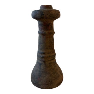 Large Mexican Clay Candlestick Holder Rook Shape For Sale