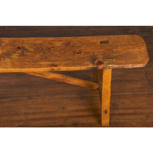 Antique Rustic Country French Farmhouse Harvest Pine Primitive Bench ...