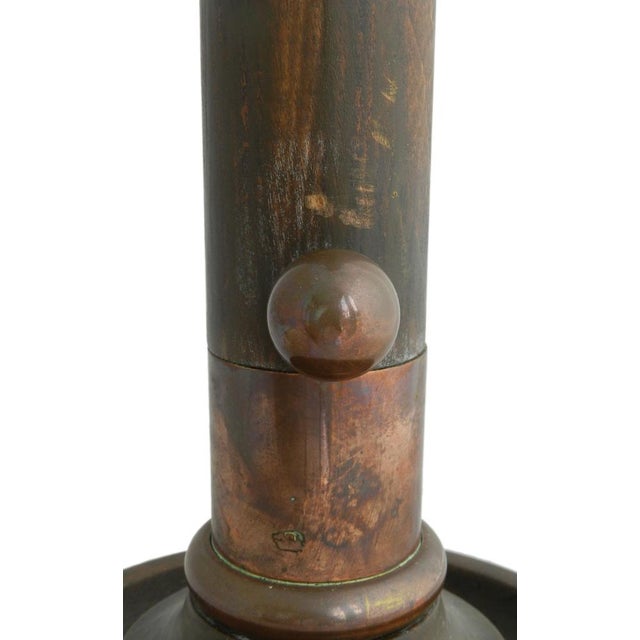 Arts and Crafts Table Lamp in Copper & Wood, 1920s For Sale - Image 6 of 9