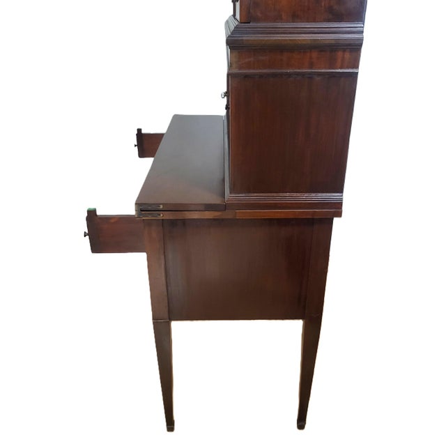 Antique 20th C American Hepplewhite Mahogany Tambour Door Secretary Desk Vitrine For Sale - Image 11 of 18