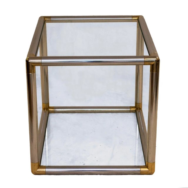 Mid-Century Modern Vintage Chrome and Brass End Table in the Style of Karl Springer For Sale - Image 3 of 8