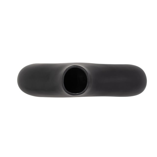 Kenneth Ludwig Chicago Beltram Black Modern Styled Ceramic Footed Vase For Sale - Image 4 of 9
