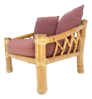 Oversized Extra Wide Thick Bamboo Base Asian Style Lounge Chair Super Comfy