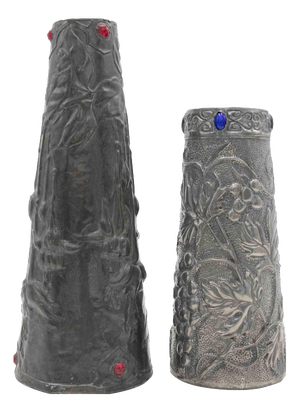 Art Nouveau Pewter Vases, Italy, Early 20th Century, Set of 2
