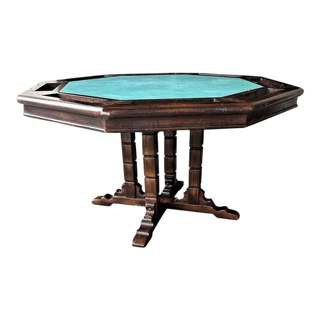 Romweber Viking Oak Octagonal Poker Table Vintage Mid 20th Century
