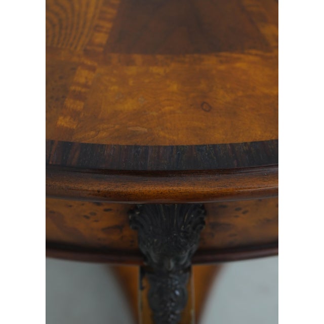 Brown Theodore Alexander Round Iron and Burl Walnut Drum Table For Sale - Image 8 of 18