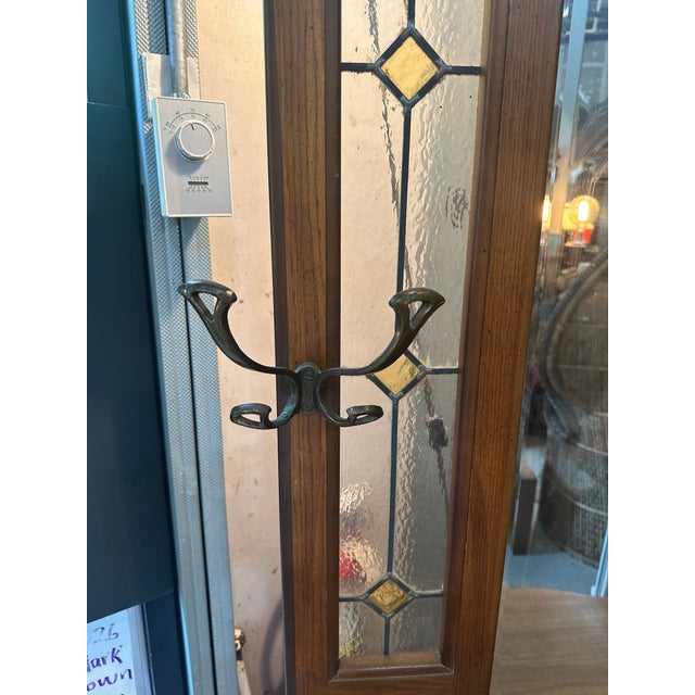 1970s Mid-Century Modern Wooden and Stained Glass Light Up Hall Tree For Sale In Atlanta - Image 6 of 12