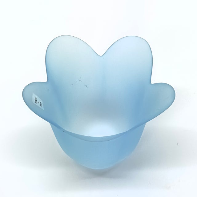 Blue Frosty Blue & Lilac Glass Flower Vessels - Group of 3 For Sale - Image 8 of 10