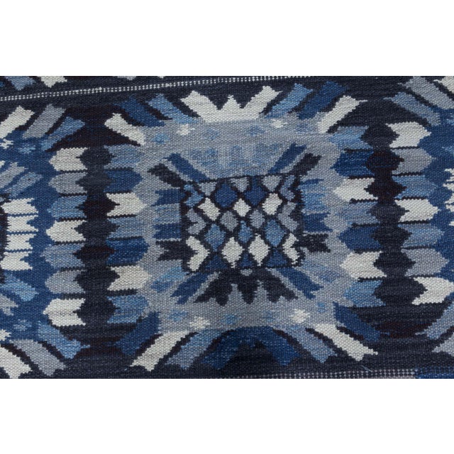 Modern Swedish Design Flat-Weave Wool Rug by Doris Leslie Blau Size: 12'6" × 18'0" (381 × 548 cm) This striking handwoven...
