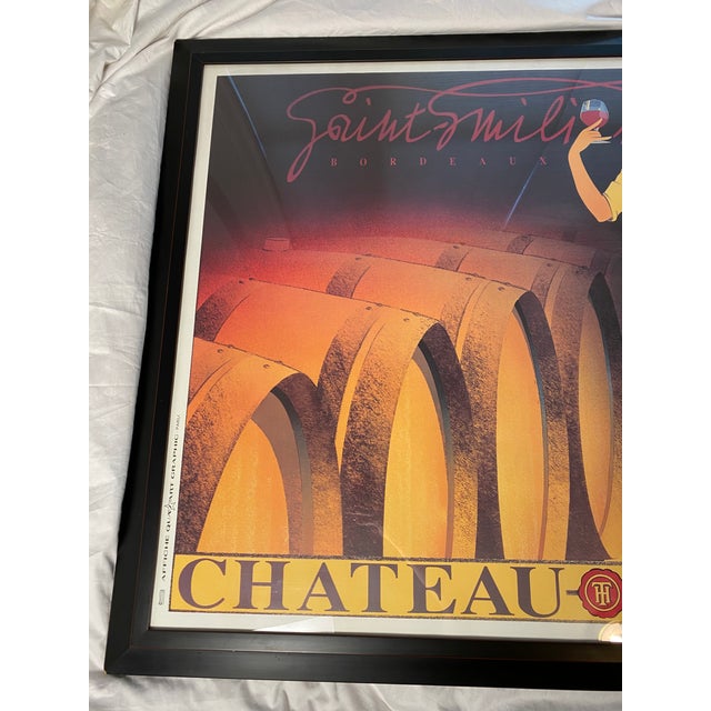 Vintage Philippe Sommer Framed Poster Chateau Lapeyre French Wine