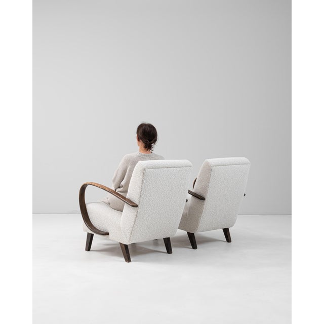 1950s 1950s Czech MCM Upholstered Armchairs By J. Halabala - A Pair For Sale - Image 5 of 18