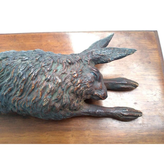 Antique 19th Century Austrian Viennese Cold Painted Vienna Bronze Nature Morte Game Sculpture of Paper Clip in the Form of Rabbit or Hare For Sale - Image 11 of 13