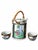 Chinoiserie Mid 20th Century Chinese Rose Medallion Porcelain Teapot With Wrapped Cane Handle & Two Cups — 3-Piece Set For Sale - Image 3 of 11