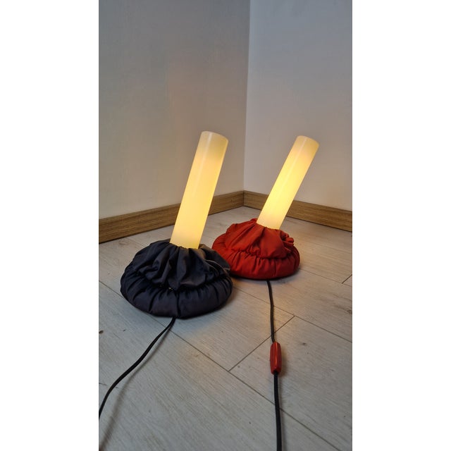 1980s Cloche Table Lamps in Red and Black Fabric by De Pas Durbino & Lomazzi for Sirrah, 1982, Set of 2 For Sale - Image 5 of 18
