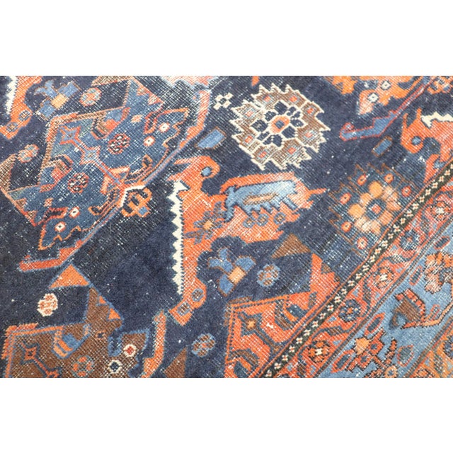 Shabby Chic Worn Early 20th Century Afshar Rug - 4'6" x 5'6" For Sale - Image 3 of 10