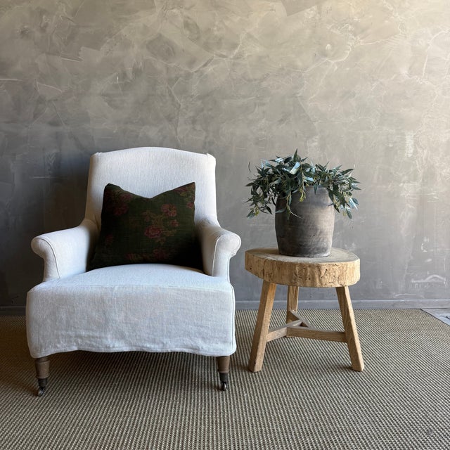 This solid stump slice was turned into a side table or stool. The solid thick top has a beautiful movement with unique...