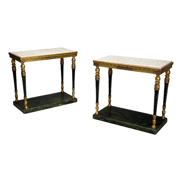 Swedish Neoclassical Style, Giltwood, Marble, Console Tables, Sweden, 20th C. For Sale
