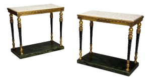 Swedish Neoclassical Style, Giltwood, Marble, Console Tables, Sweden, 20th C.
