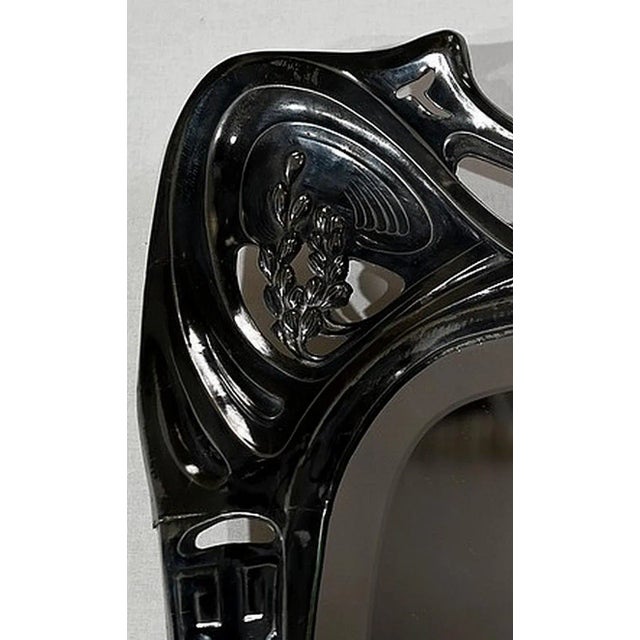 Art Nouveau Silver Metal Mirror, 1890s For Sale - Image 5 of 13