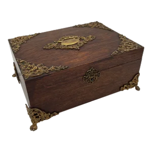 Late 19th Century French Brass Mounted Oak Dressing Box