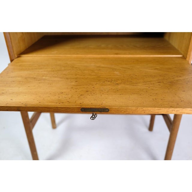 Brown Oak Desk in the style of Henry Rosengren Hansen, 1960s For Sale - Image 8 of 14