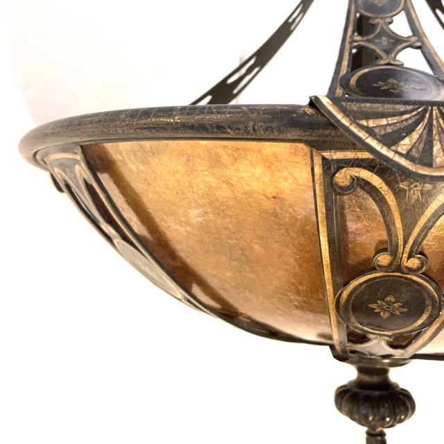 French French Renaissance Revival Iron and Mica Pendant For Sale - Image 3 of 13