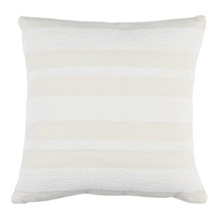 Schumacher Ohara Stripe Indoor/Outdoor 18" Pillow in Ivory For Sale
