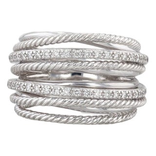 0.30ctw Diamond David Yurman Crossover Ring Sterling Silver Multi-Band Size 9.25 For Sale