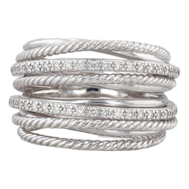 0.30ctw Diamond David Yurman Crossover Ring Sterling Silver Multi-Band Size 9.25 For Sale