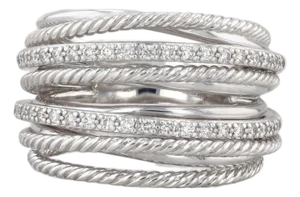 0.30ctw Diamond David Yurman Crossover Ring Sterling Silver Multi-Band Size 9.25