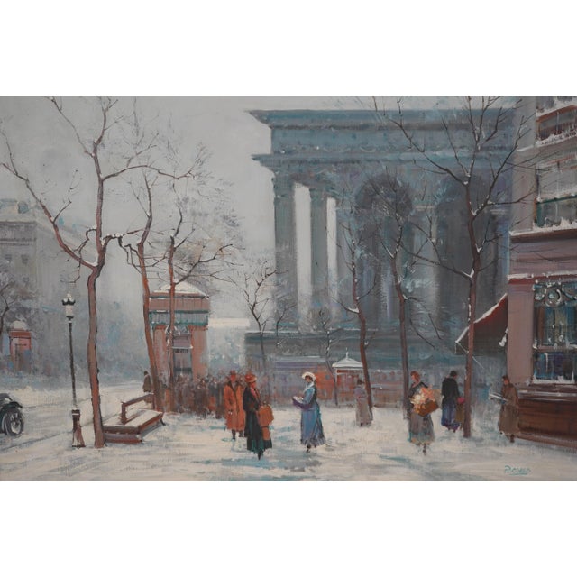 1950s Stunning 20th Century Paris Winter Scene Oil Painting on Canvas For Sale - Image 5 of 14