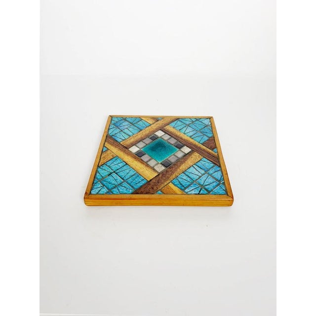 Ceramic and Wooden Trivet, France, 1960s For Sale - Image 3 of 11