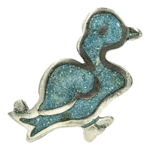 Bernice Goodspeed Mexican Sterling Silver Inlaid Gemstone Duck Brooch Pin