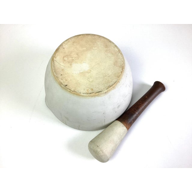 1900s Antique Victorian Ceramic Mortar and Pestle For Sale - Image 4 of 6